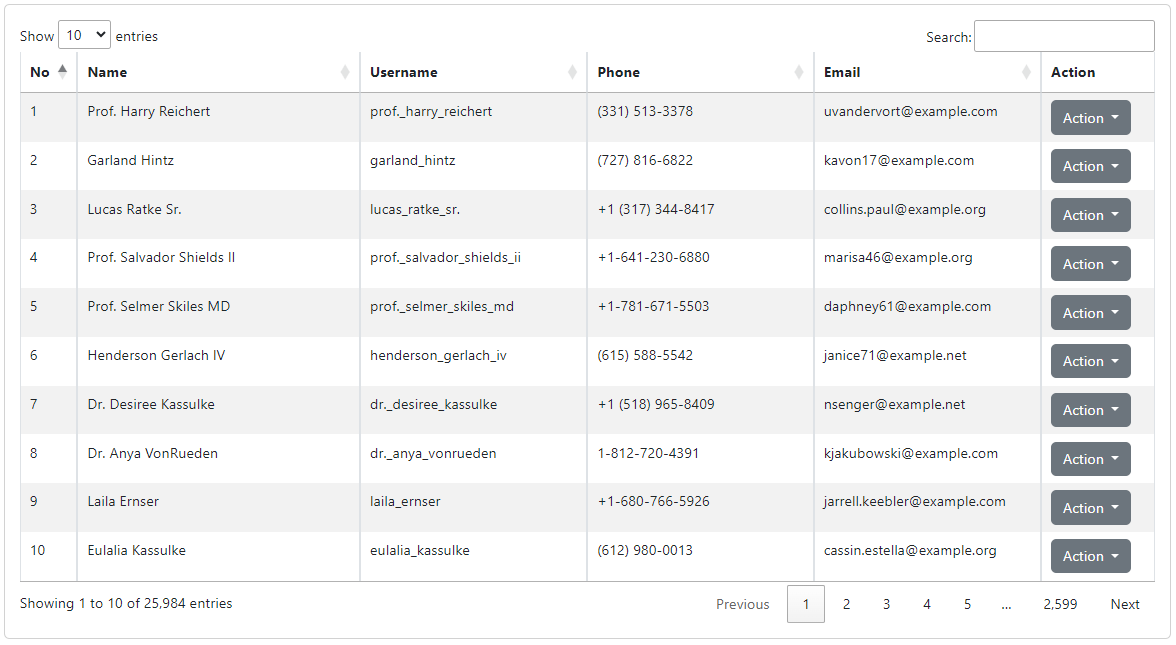 laravel yajra datatables