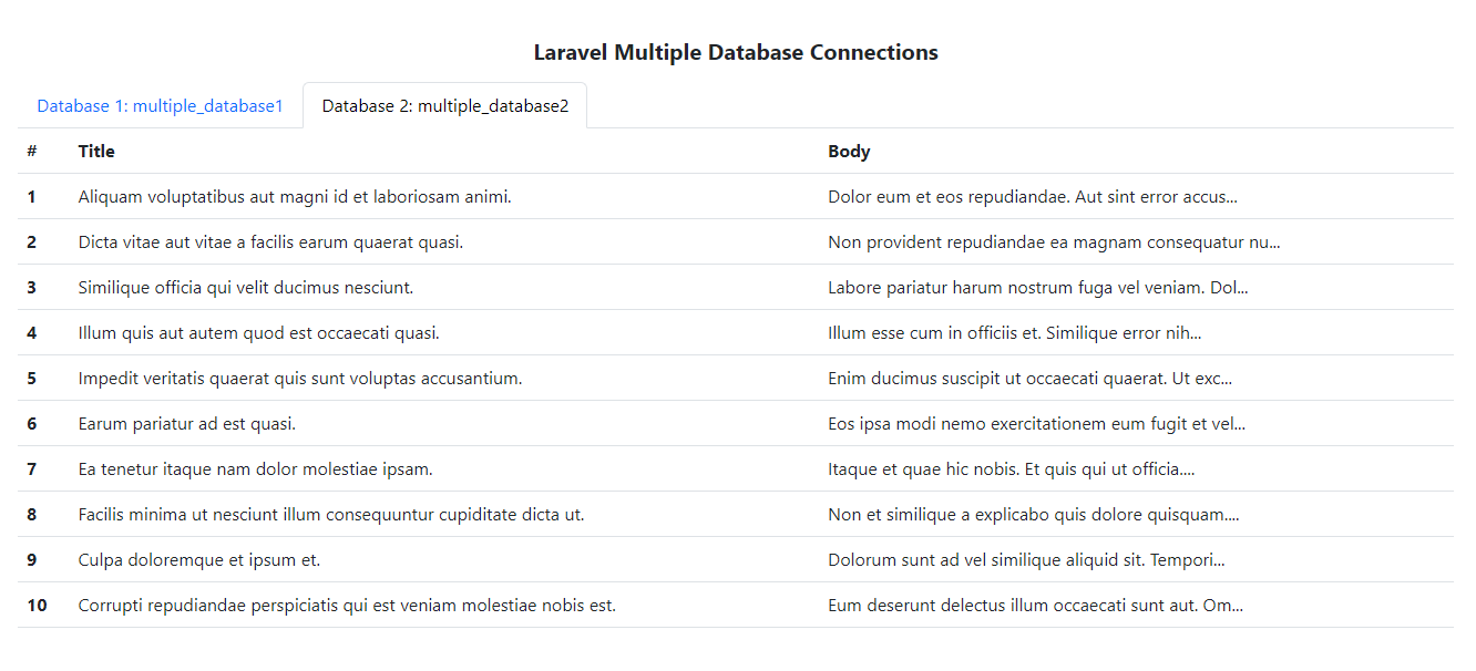 laravel multiple database connections